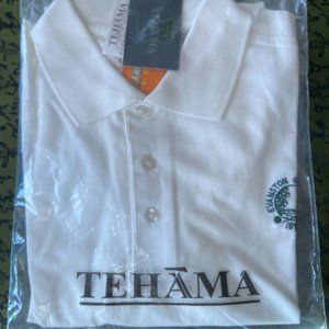 BRAND NEW WITH TAGS  MEN'S WHITE TEHAMA HANG 'EM DRY GOLF POLO SIZE LARGE